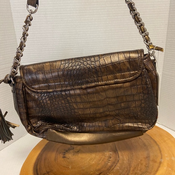 Charming Charlie Brown Faux Croc Shoulder Bag NWT - Picture 3 of 10